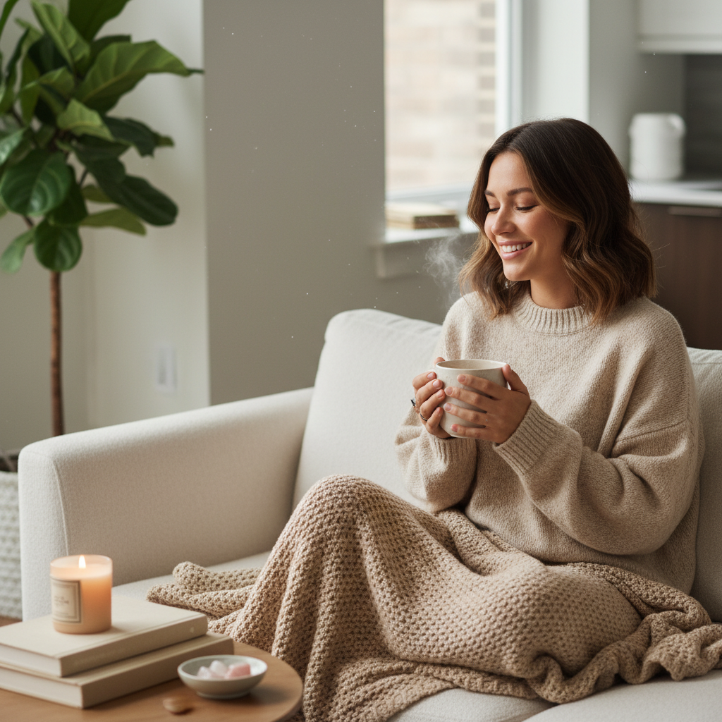 Step-by-step visuals of the skincare routine: cleansing with gentle cleanser, exfoliating with a mild scrub, applying toner, and using a face mask with soothing lighting and spa-like atmosphere.