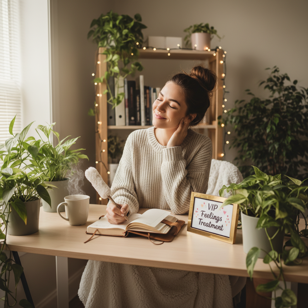 A creative collage showing different journaling techniques: expressive writing with free-form text, reflective journaling with a detective-like figure, gratitude journaling with a list and happy symbols, and visual journaling with colorful drawings, illustrating 'Top Journaling Techniques for Emotional Health'.