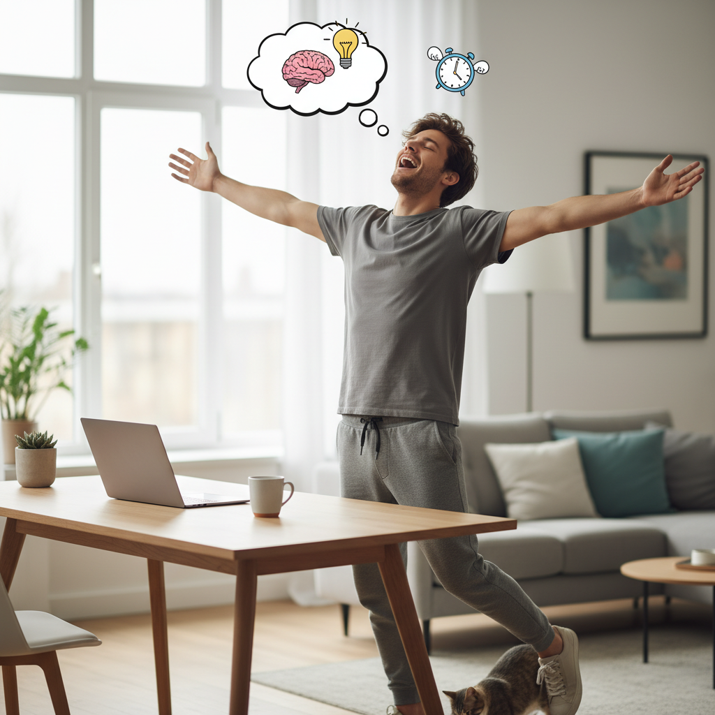 Visual showing the benefits of microbreaks: increased productivity, reduced fatigue, improved physical wellbeing, and elevated job satisfaction.