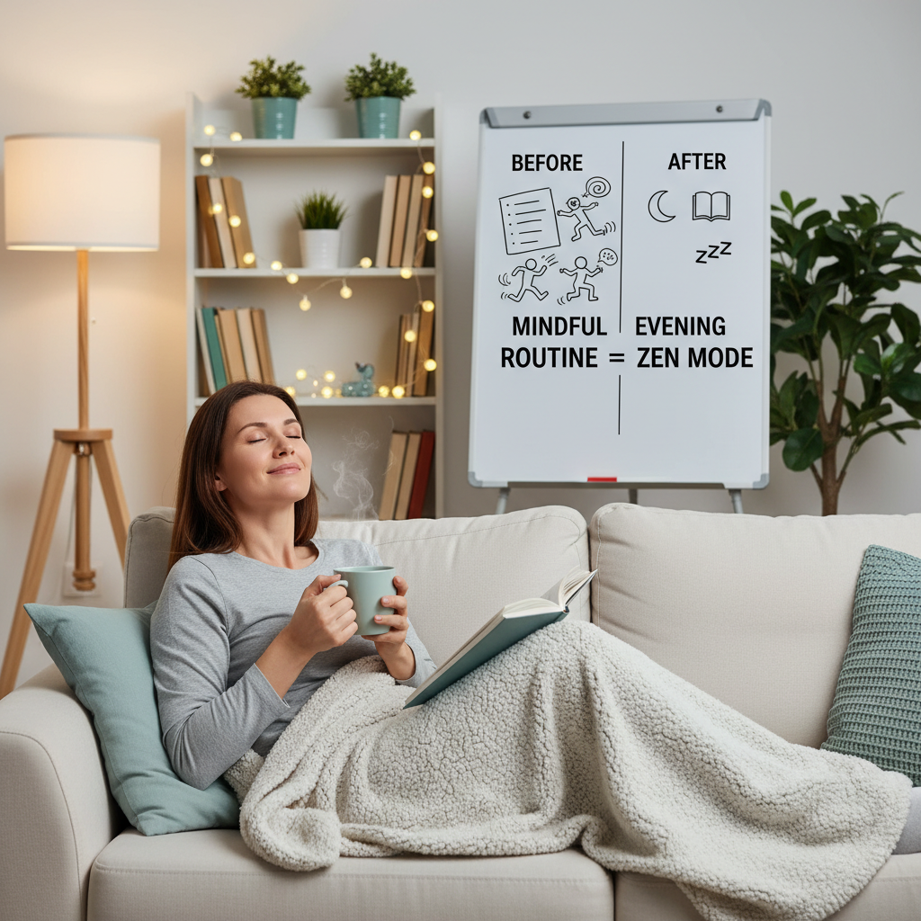 A motivational graphic highlighting the concept of consistency over perfection in building mindful evening habits for better sleep health.