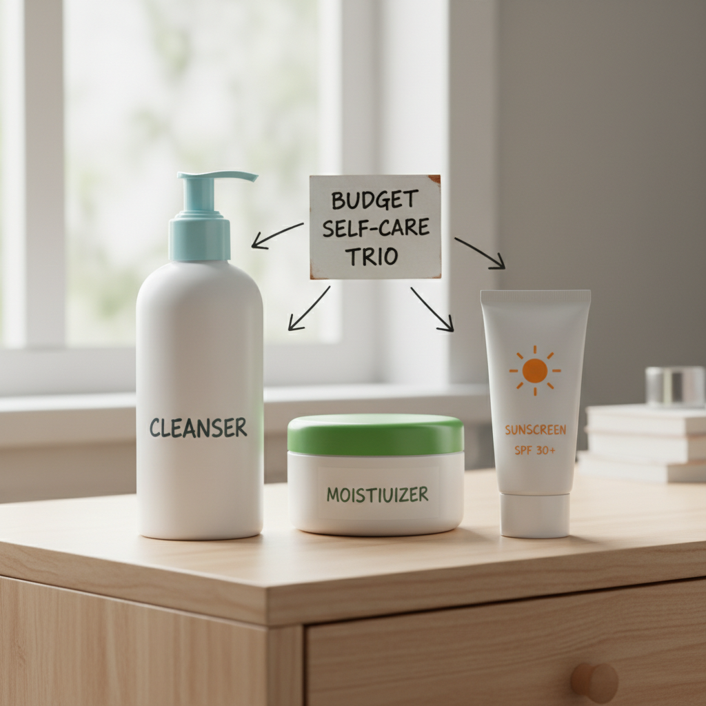 Visual of DIY skincare recipes ingredients such as honey, oatmeal, green tea, and a person preparing a face mask at home.