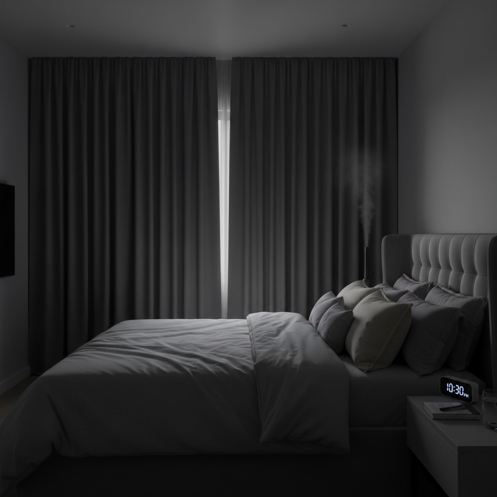 Morning sunlight streaming through a window onto a person waking up refreshed, emphasizing circadian rhythm and the importance of natural light exposure.