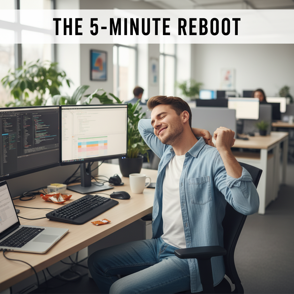 An illustration showing various quick and effective office fitness exercises demonstrated by people