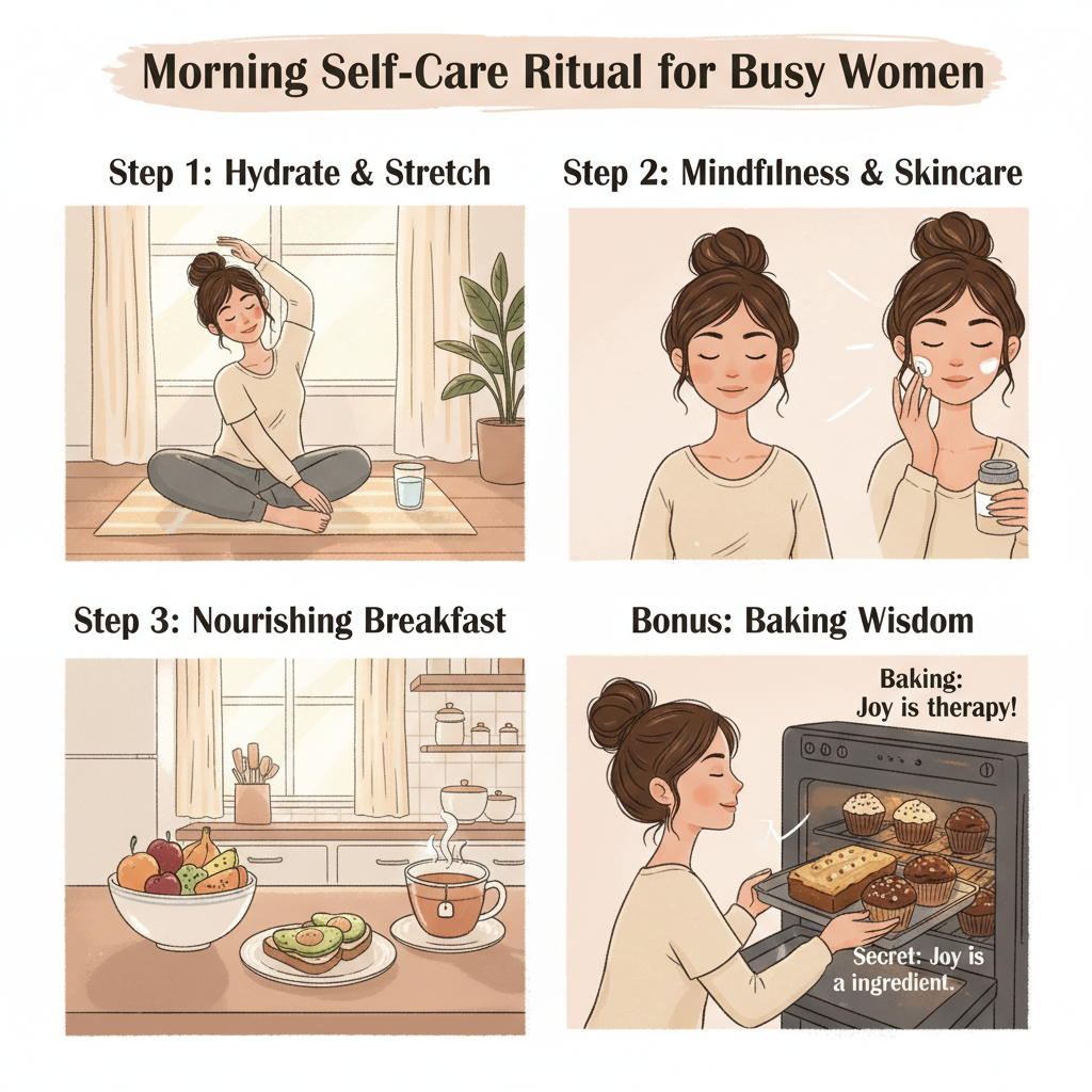 Tips for busy women multi-tasking: night preparation, soaking up sunlight, aromatherapy or dance breaks, and focused mindfulness to avoid multitasking.