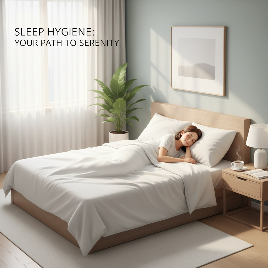 A personal transformation scene showing a before-and-after comparison: on one side, a person struggling with poor sleep (using phone late, messy bedroom), and on the other side, the same person sleeping well with a serene pre-bedtime routine.