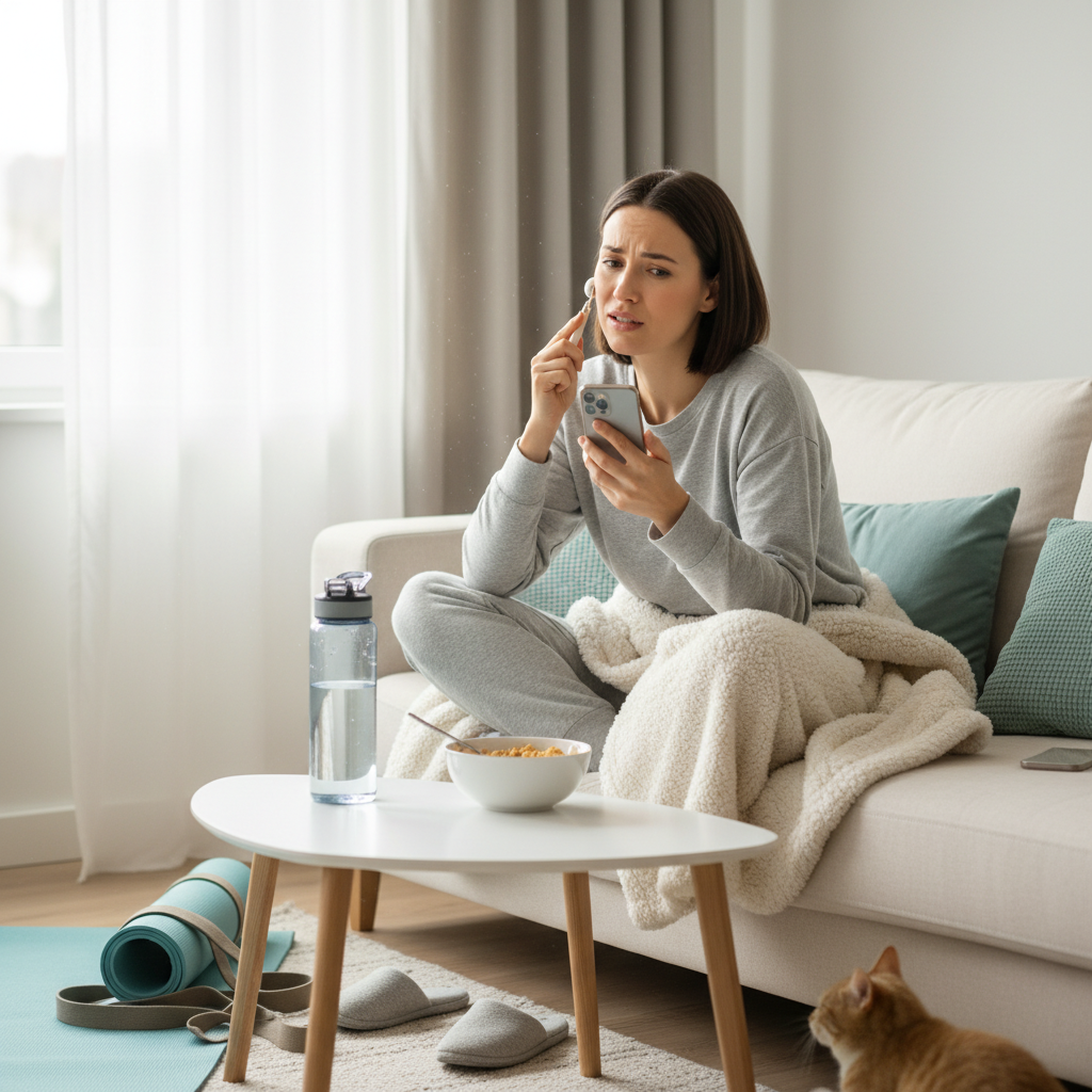 Warm and encouraging image of someone journaling or practicing self-kindness, symbolizing personal tips and insights with a calm, growth, and self-compassion atmosphere