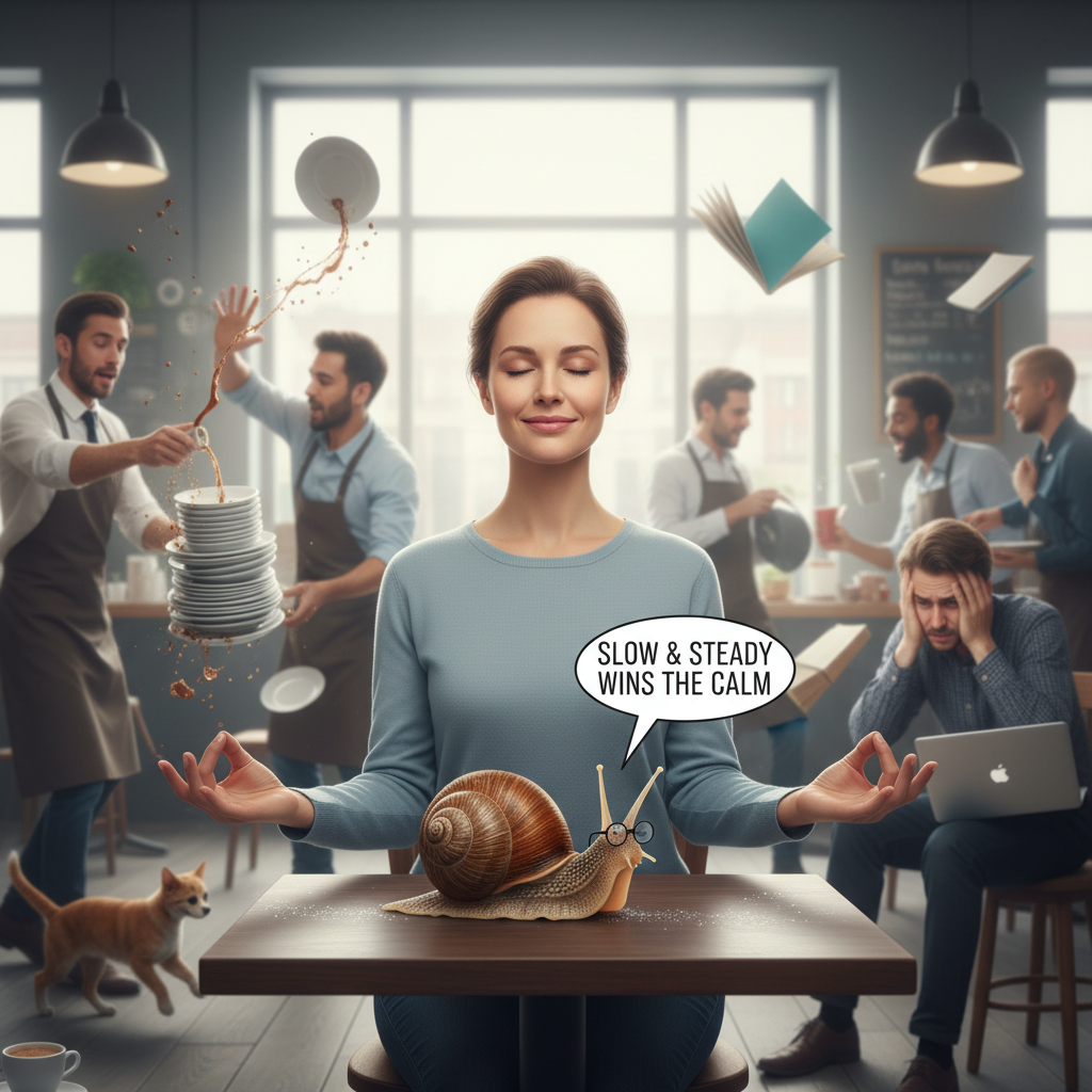 Mental health benefits visualization highlighting relaxation and peace of mind, with symbols of breathing, calm thoughts, and mental wellbeing.