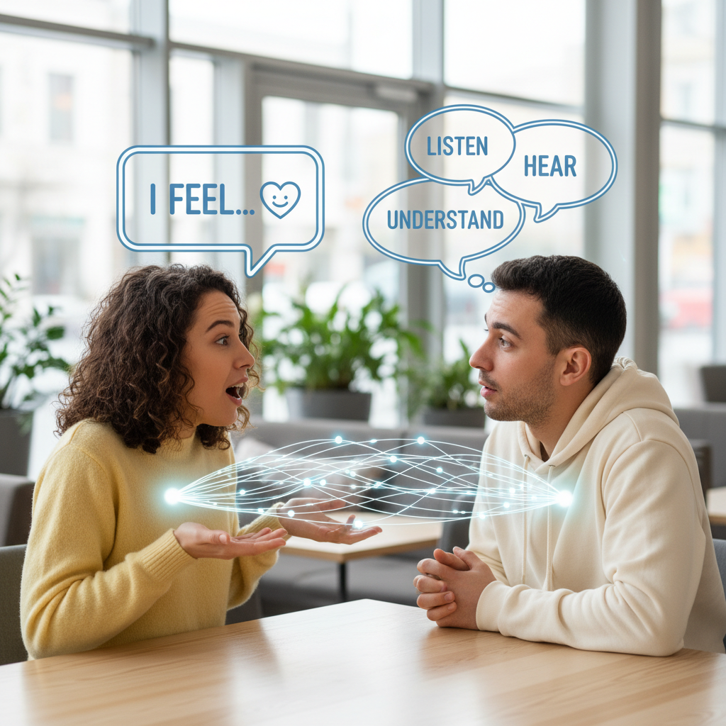 A visual metaphor of trust in relationships, such as two hands shaking firmly or a strong adhesive bonding puzzle pieces together.