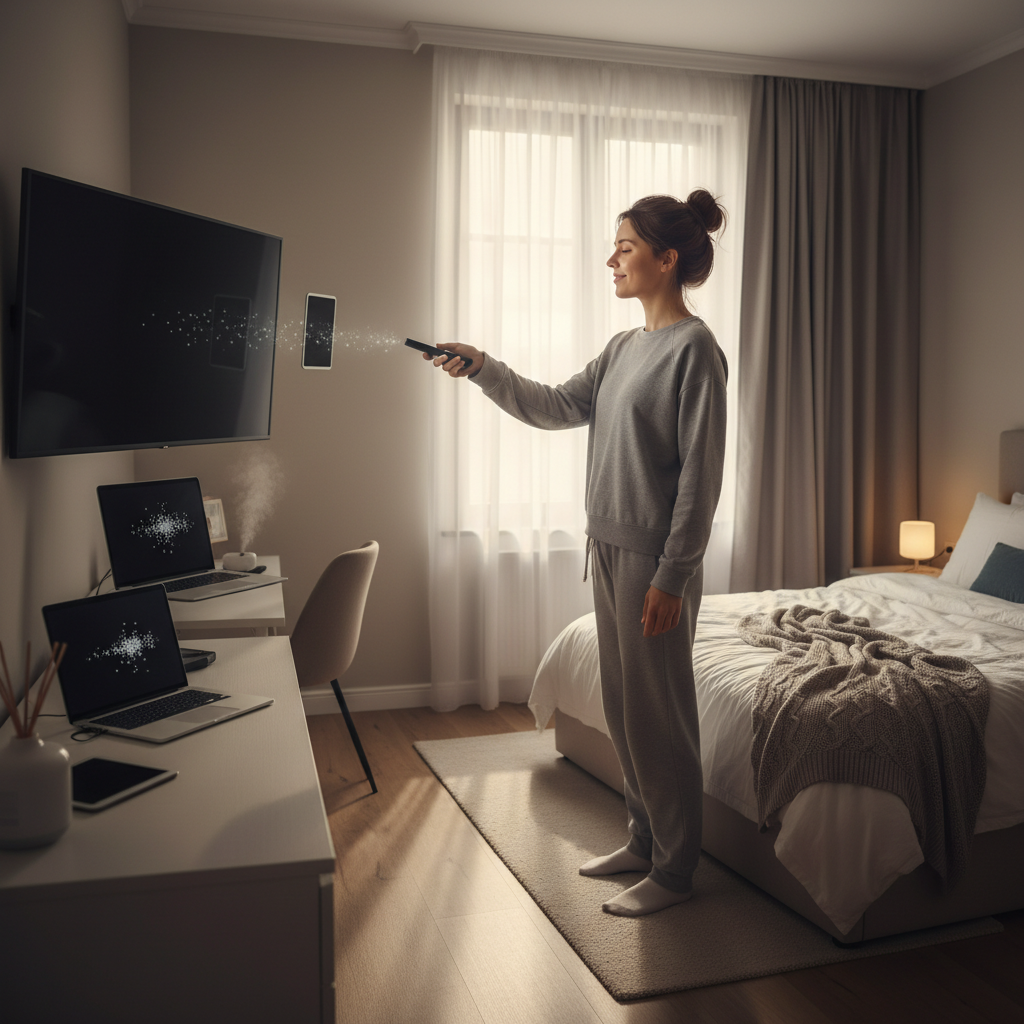 Illustration of core habits for a night routine including setting a consistent bedtime, disconnecting from screens, practicing gratitude, relaxing activities like yoga or reading, and creating a sleep-friendly environment.