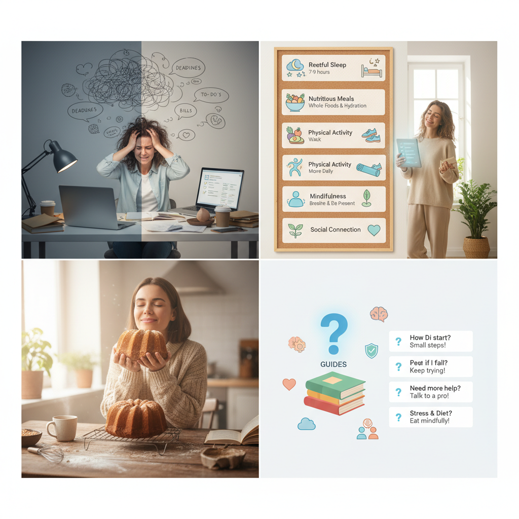 Person overwhelmed by stress transforming their day by daily stress management checklist, calm surroundings