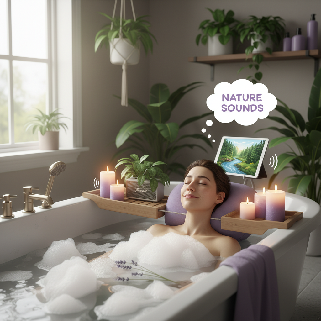 A peaceful moment of gentle yoga or meditation in a bright, calm room with yoga mats and soft natural lighting.