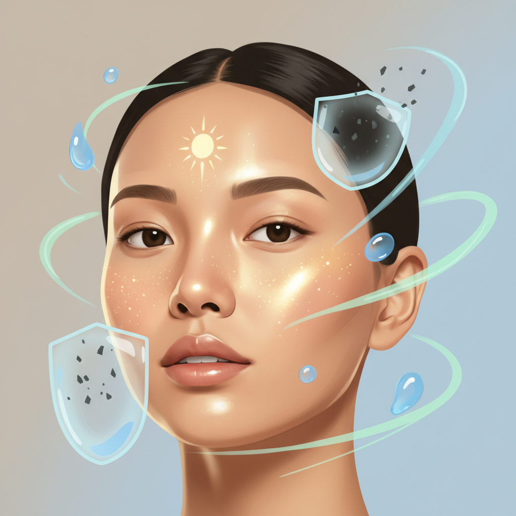 A collection of pro skincare tips with icons representing toner, eye cream, patch testing, and seasonal skincare adjustments.
