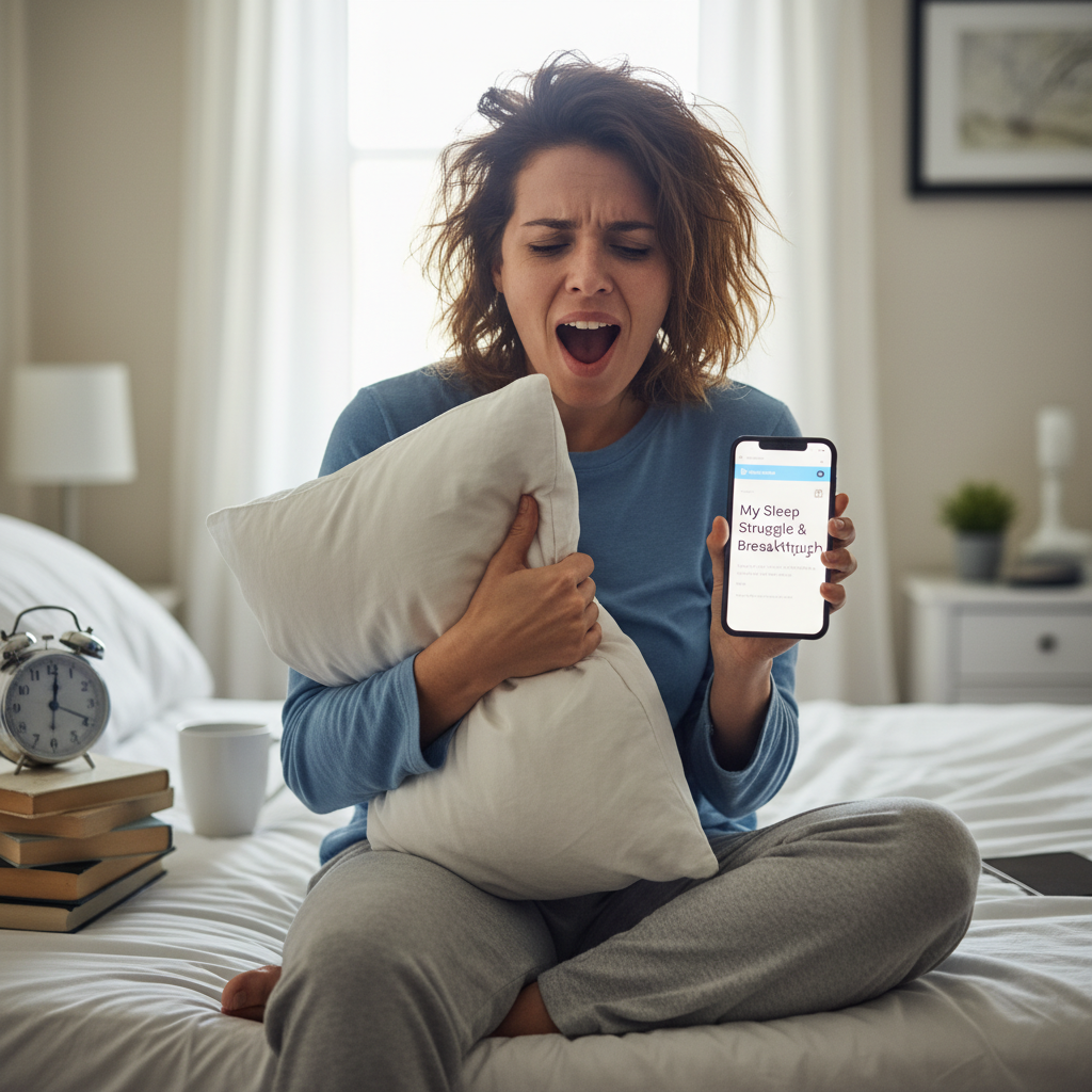 Person practicing the 4-7-8 breathing technique with a calm expression in a serene setting