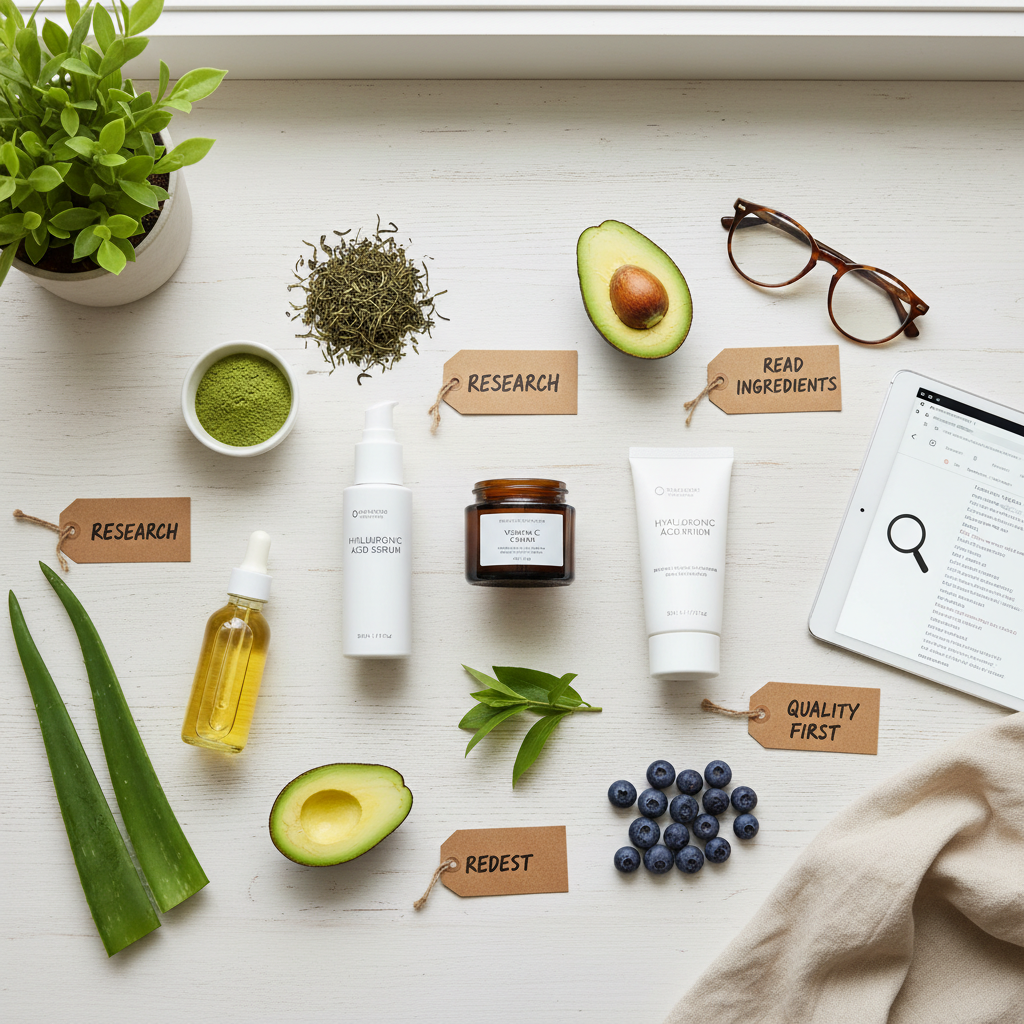 Comparison image showing quality ingredient products versus expired or counterfeit skincare items