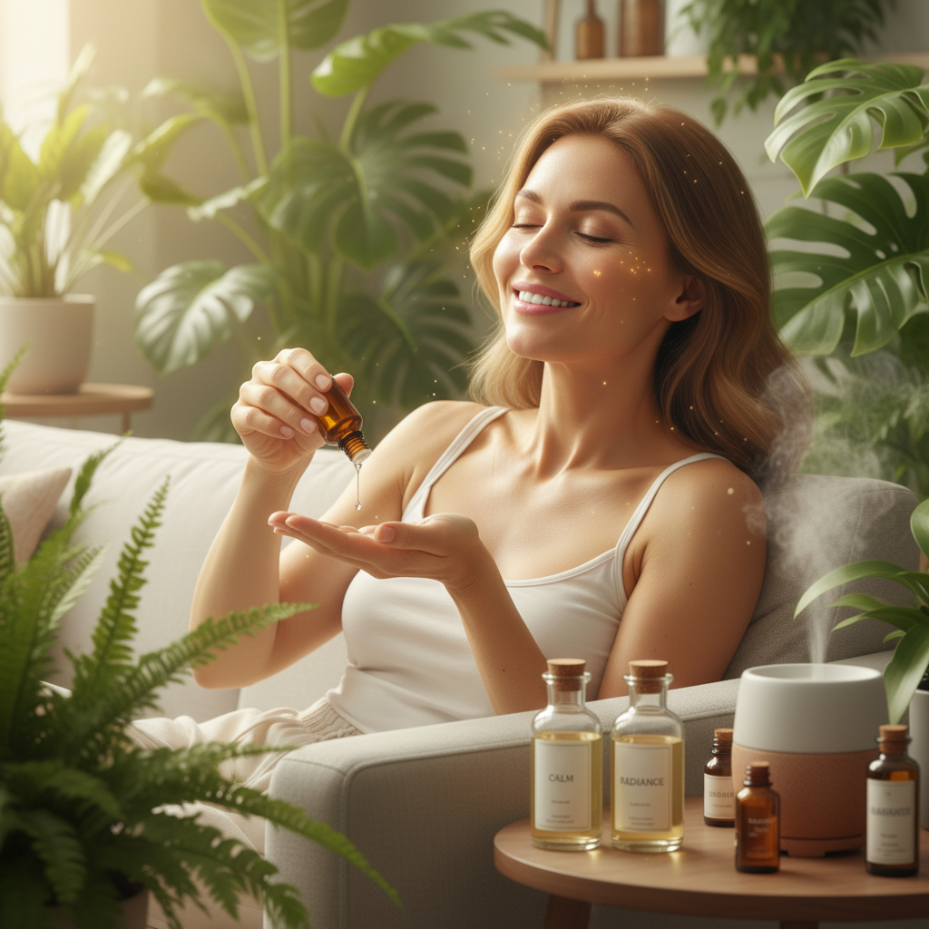 Step-by-step safety guide illustration for using essential oils