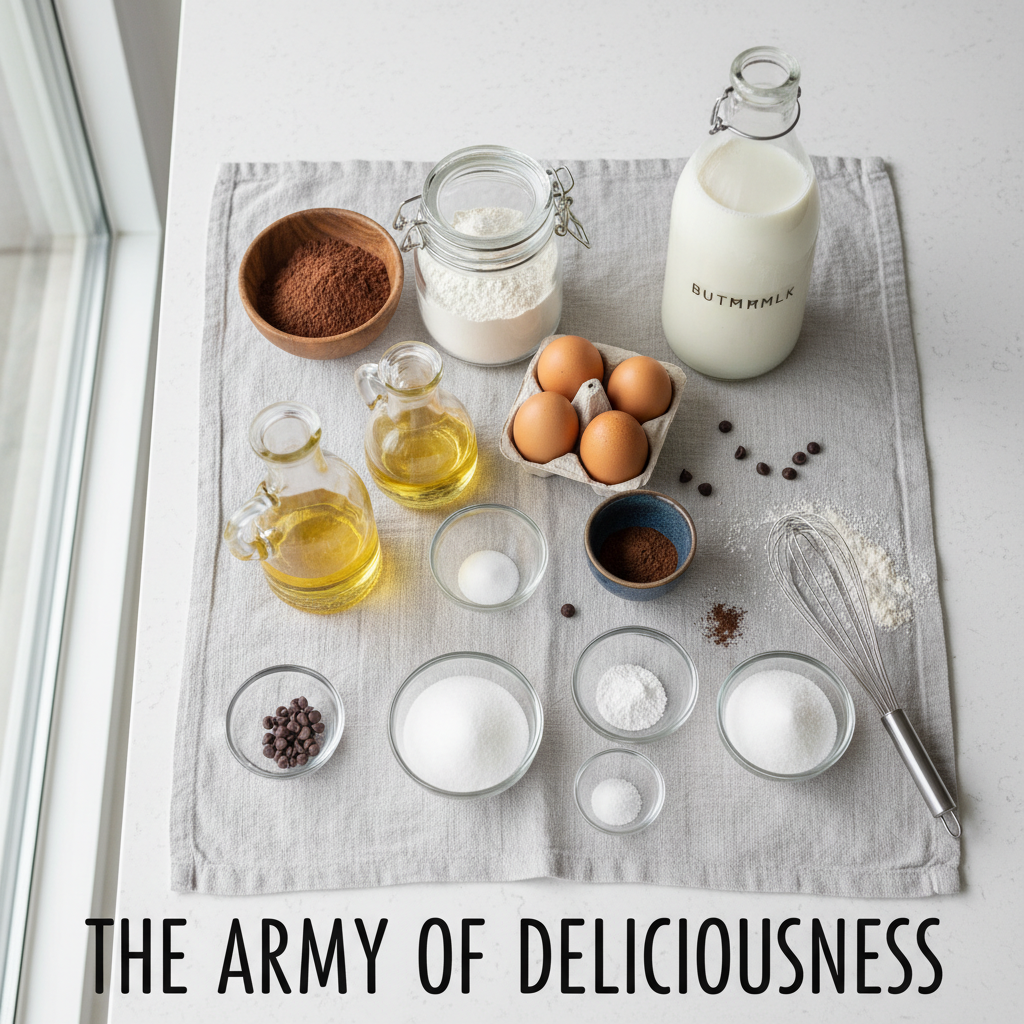 A step-by-step visual of the cupcake baking process showing mixing of batter, filling cupcake liners, and cupcakes baking in the oven.