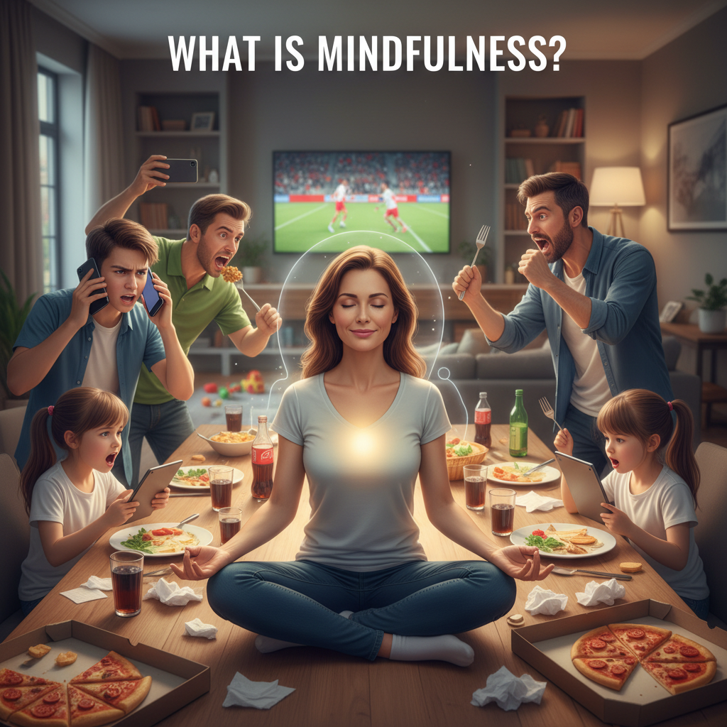 A conceptual image depicting 'Science-Backed Benefits of Mindfulness' featuring brain graphics, calm and focused individuals, and symbols of stress reduction and emotional resilience.