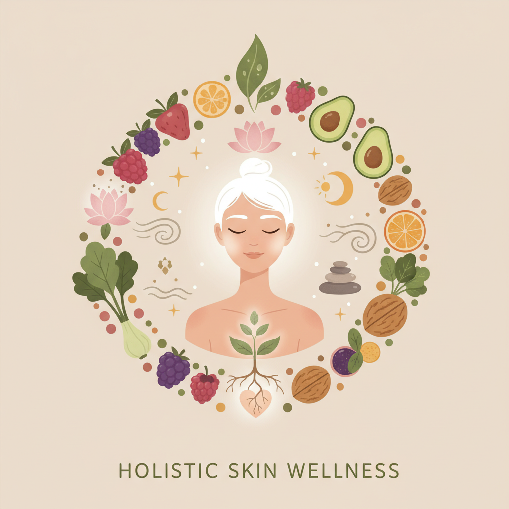 A serene scene of a person practicing mindful self-care rituals, such as facial massage with jade rollers or gua sha tools, set in a calming environment with soft lighting and relaxing ambiance.