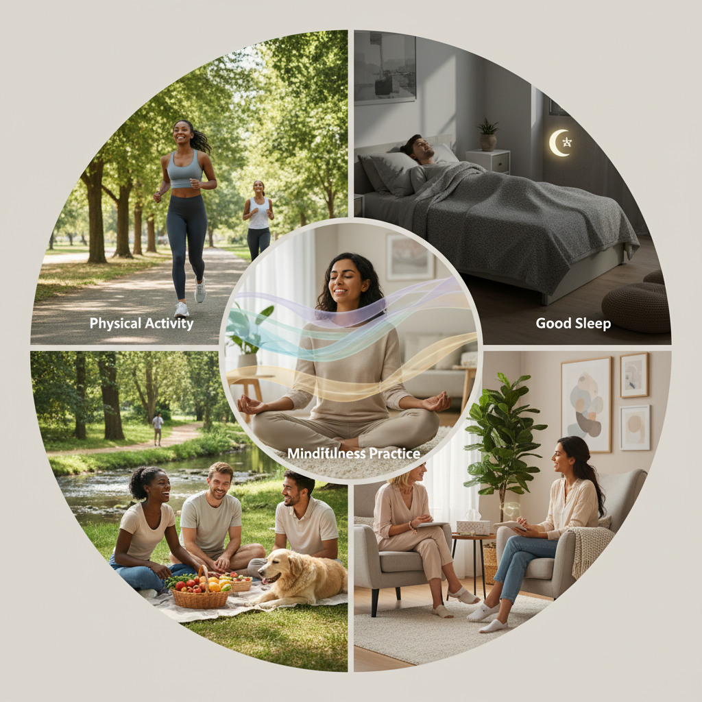 Conceptual artwork highlighting professional mental health support, such as a compassionate therapist talking with a client or a supportive environment.