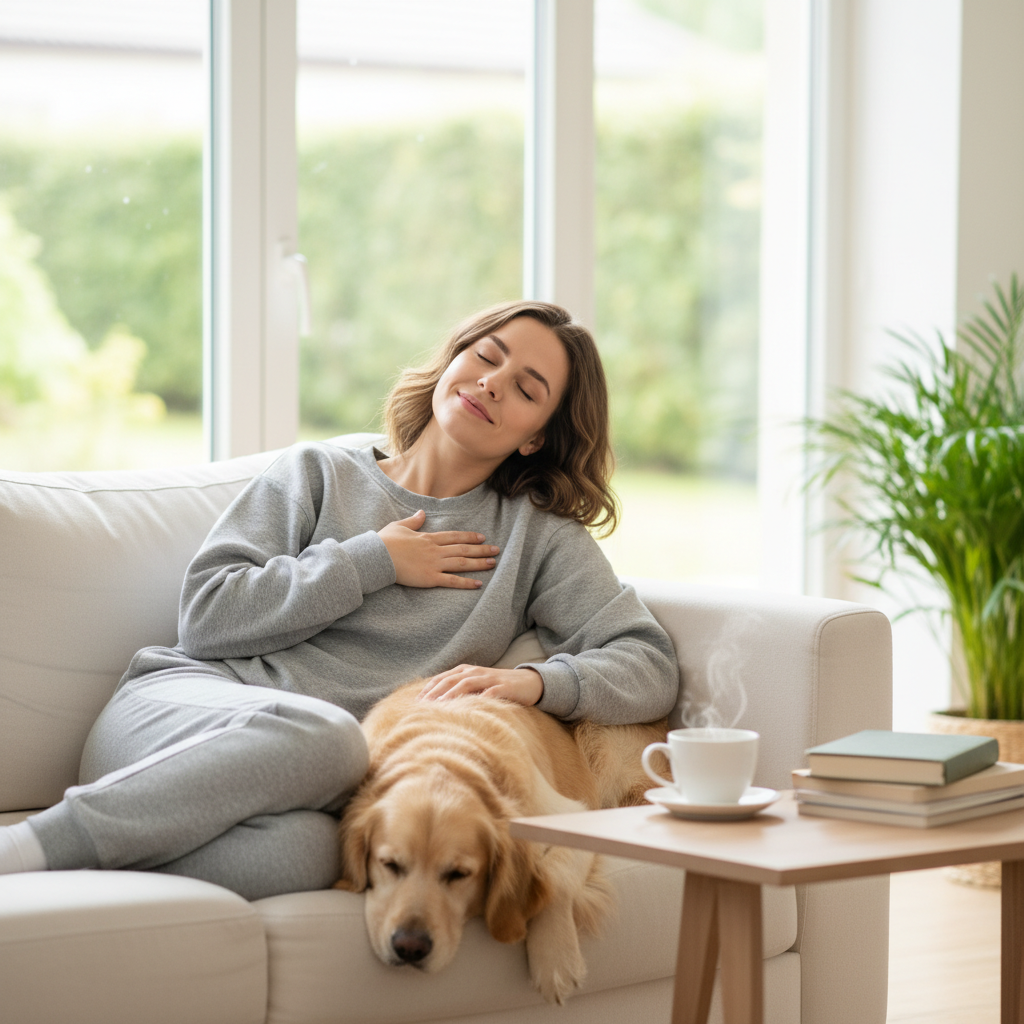 A person performing yoga outdoors surrounded by greenery or a natural setting.