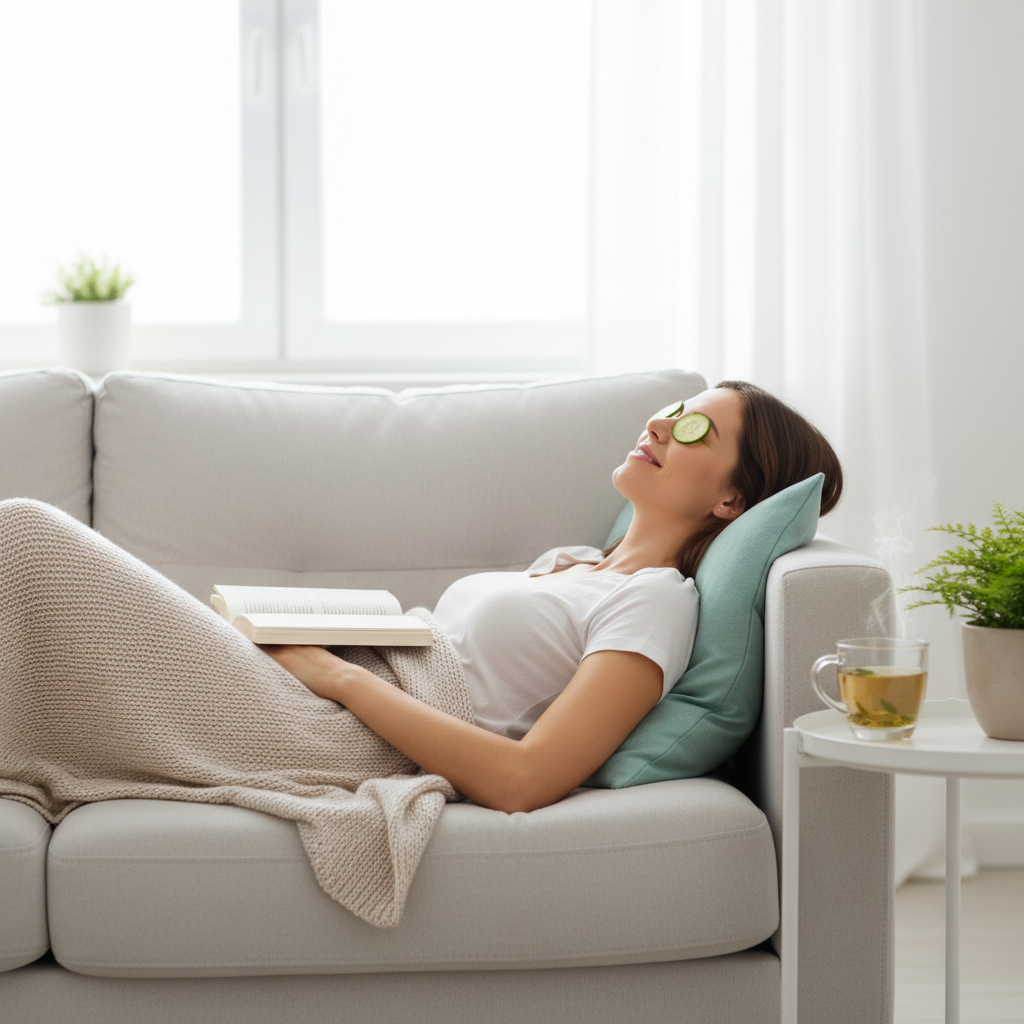 Someone sitting cross-legged in a serene environment, eyes closed, practicing meditation.