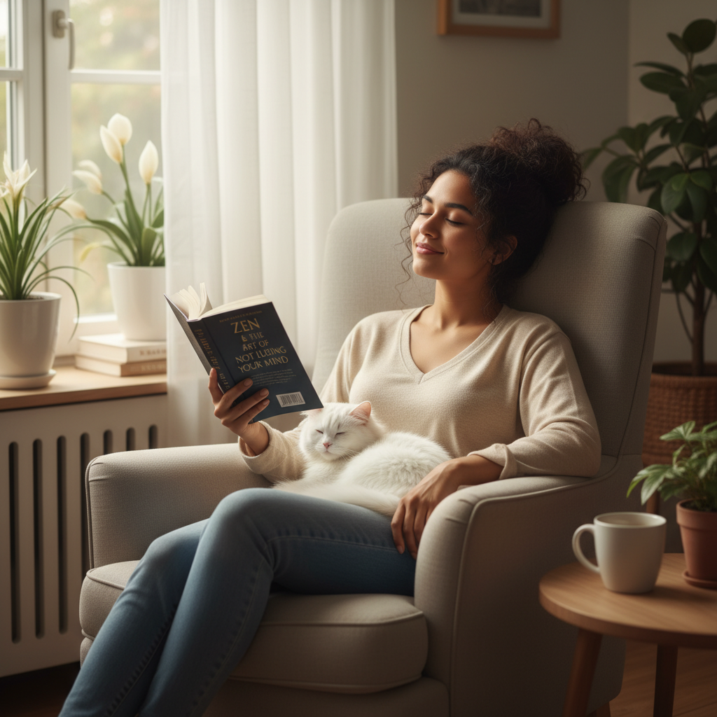A person relaxing peacefully, symbolizing the relief and calm brought by natural stress relief techniques.