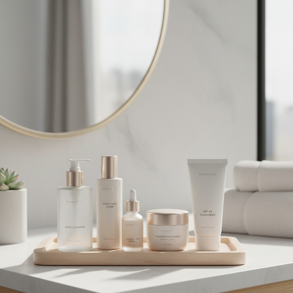 Table illustrating typical morning and evening skincare routine steps