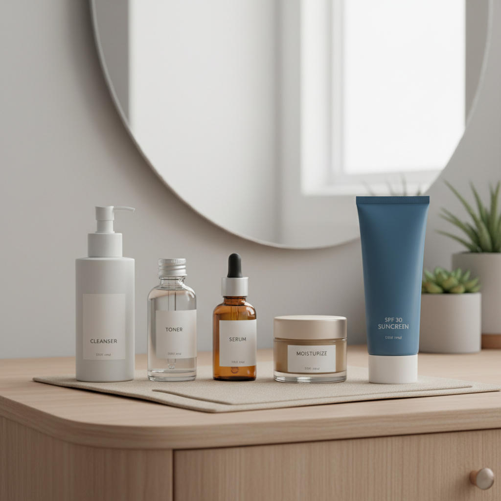 Applying facial serum with dropper onto palm