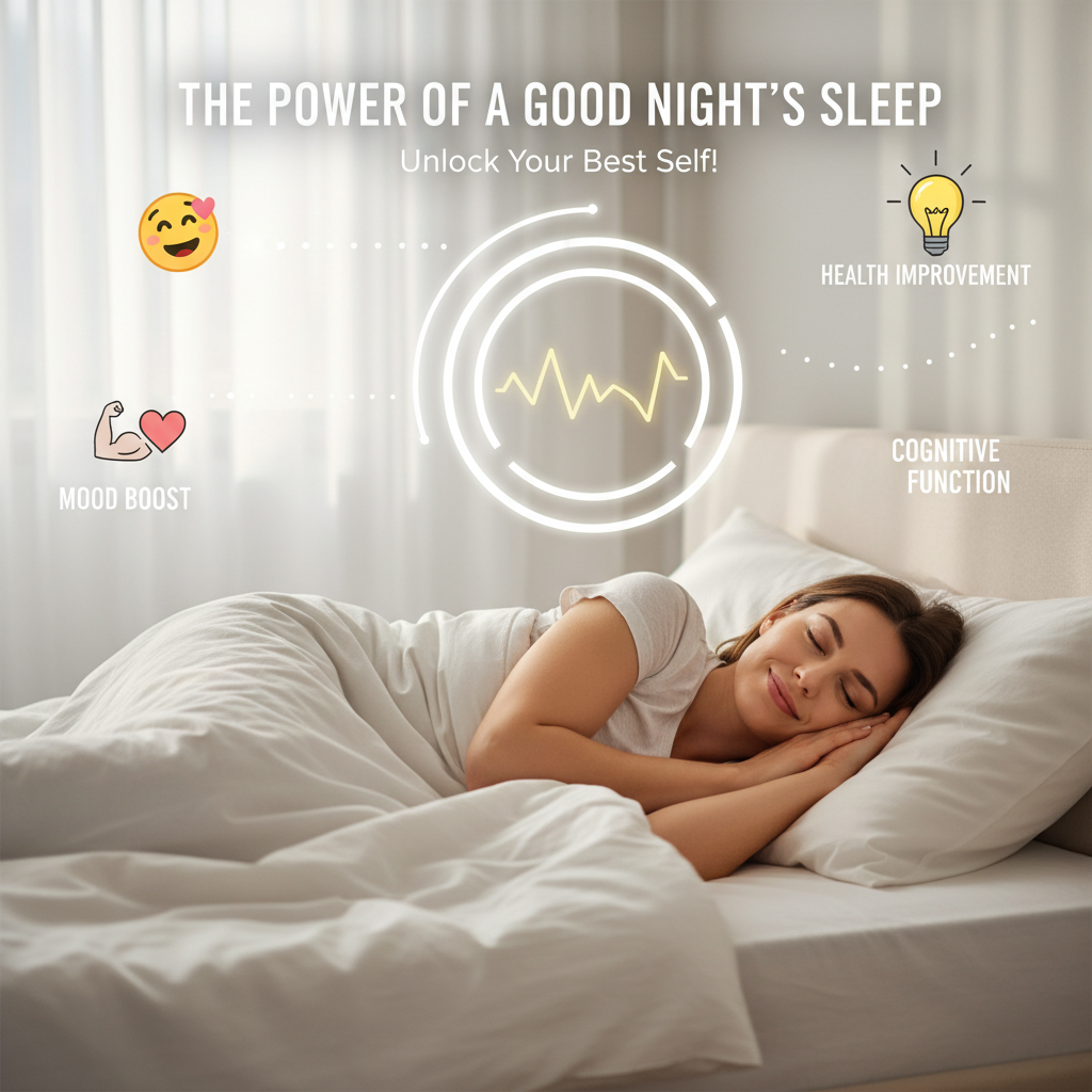 A visual representation of common sleep mistakes: someone tossing and turning in bed surrounded by distractions like a phone, heavy meals, alcohol, and cluttered bedroom environment.