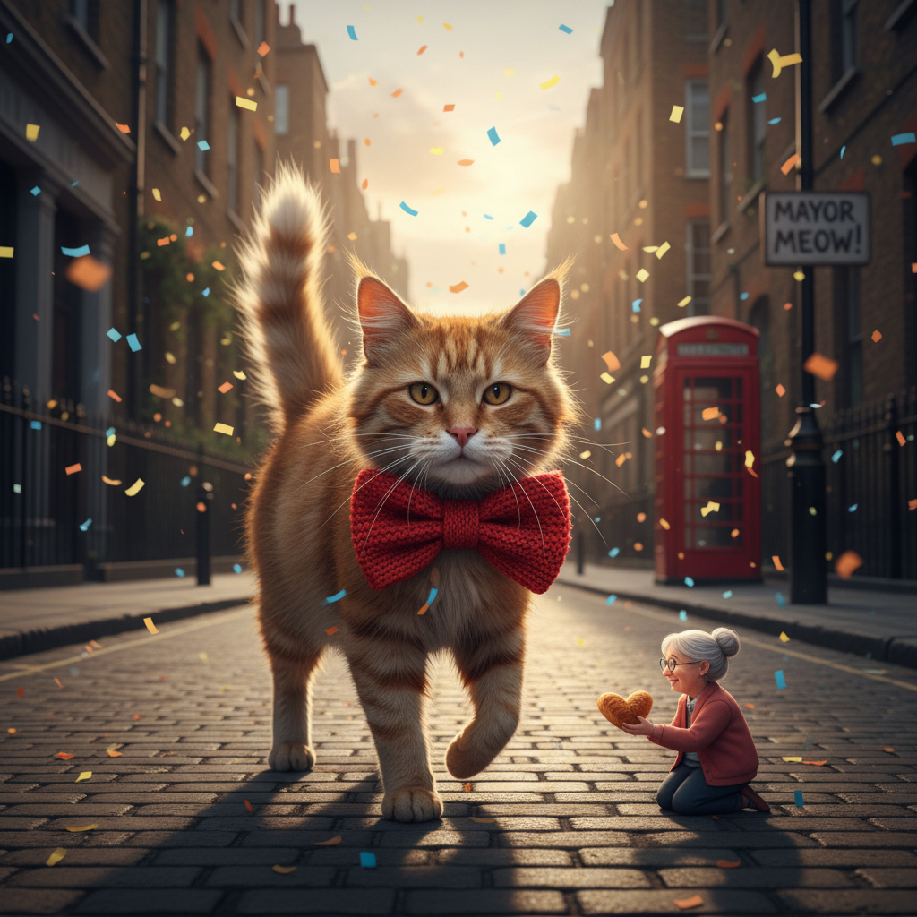 A symbolic depiction of themes such as resilience, hope, and small acts of kindness, featuring intertwined images of a cat and human supporting each other amidst an urban setting.