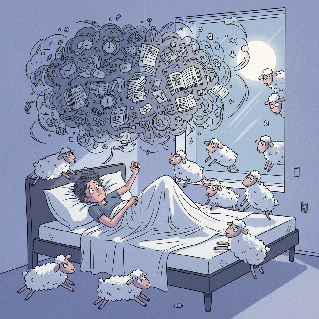 A cozy and calming bedroom environment setup including dim lighting, soft blankets, comfortable sleepwear, and a journal on the bedside table to represent tips for making relaxation techniques effective.