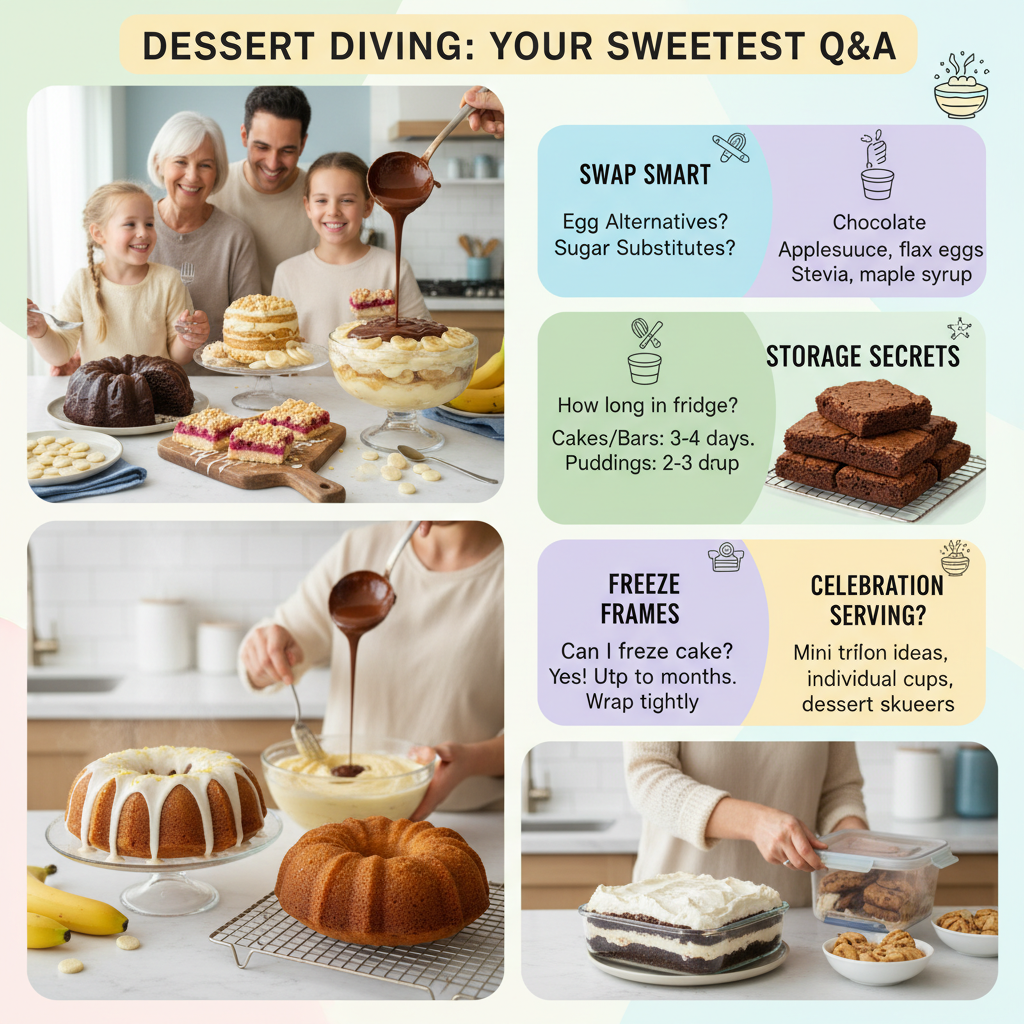 A collage or spread of the legendary hits desserts: easy banana pudding in a glass bowl, chocolate poke cake with pudding soaked in, raspberry lemon cheesecake bars, classic chocolate brownies, lemon bundt cake, and no-bake chocolate lasagna.
