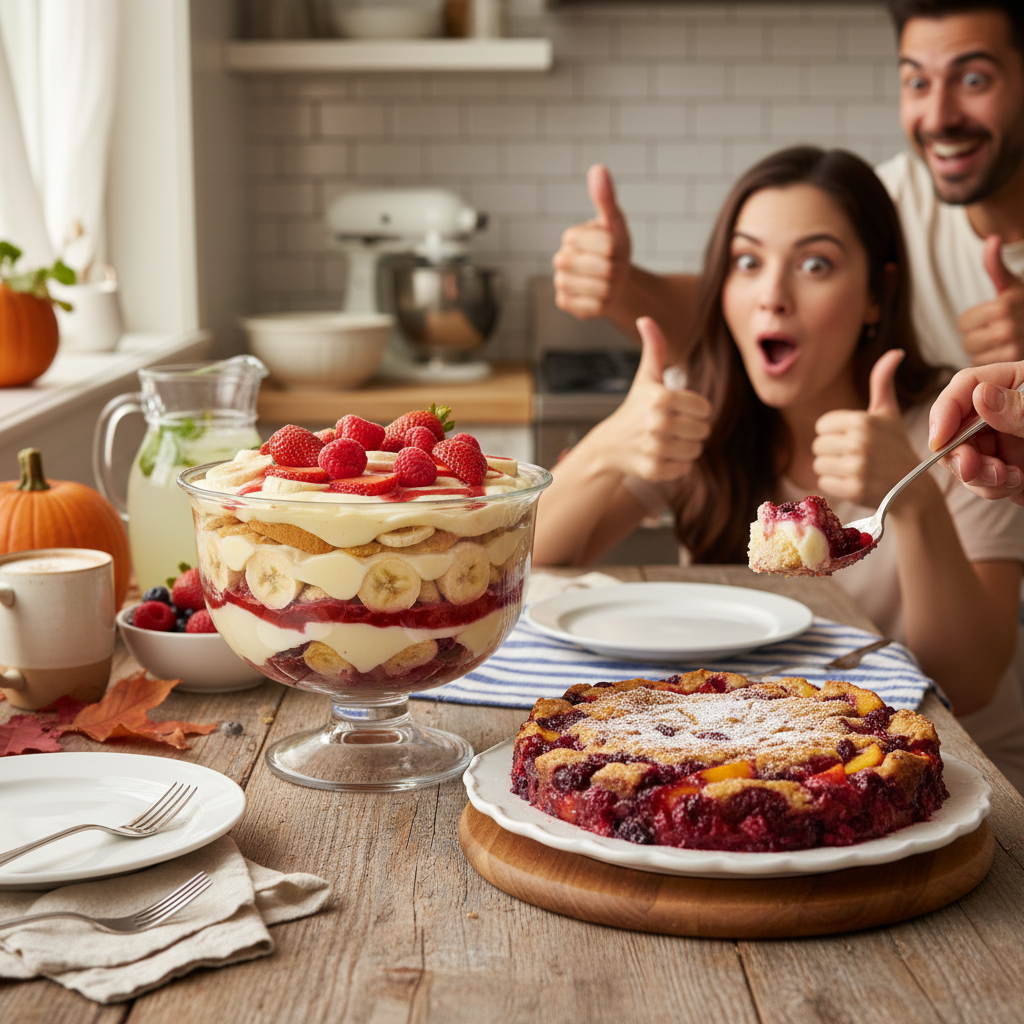A beautifully decorated moist chocolate bundt cake with glossy chocolate ganache, displayed on a festive family dinner table.