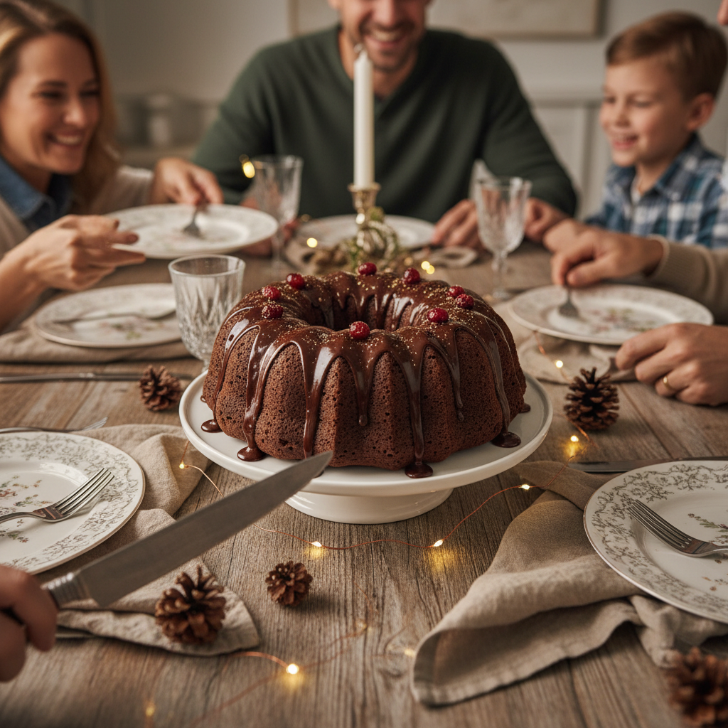 A warm fruit dump cake fresh out of the oven, bubbling with golden cake topping and mixed fruits visible, placed on a cozy fall-themed setting.