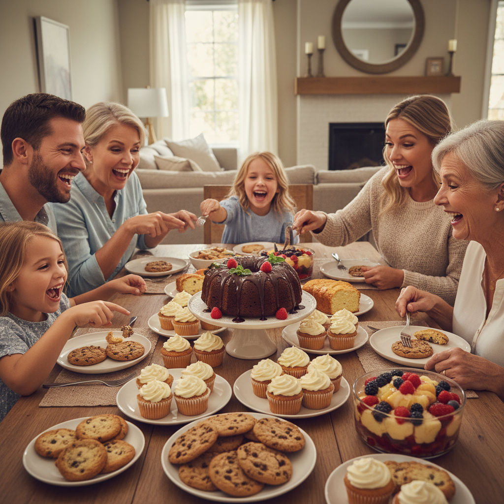 Step-by-step illustrated recipe for the Moist Chocolate Bundt Cake with ingredients on one side and the baking process on the other, highlighting key steps like mixing, pouring batter into the bundt pan, baking, and drizzling chocolate ganache.