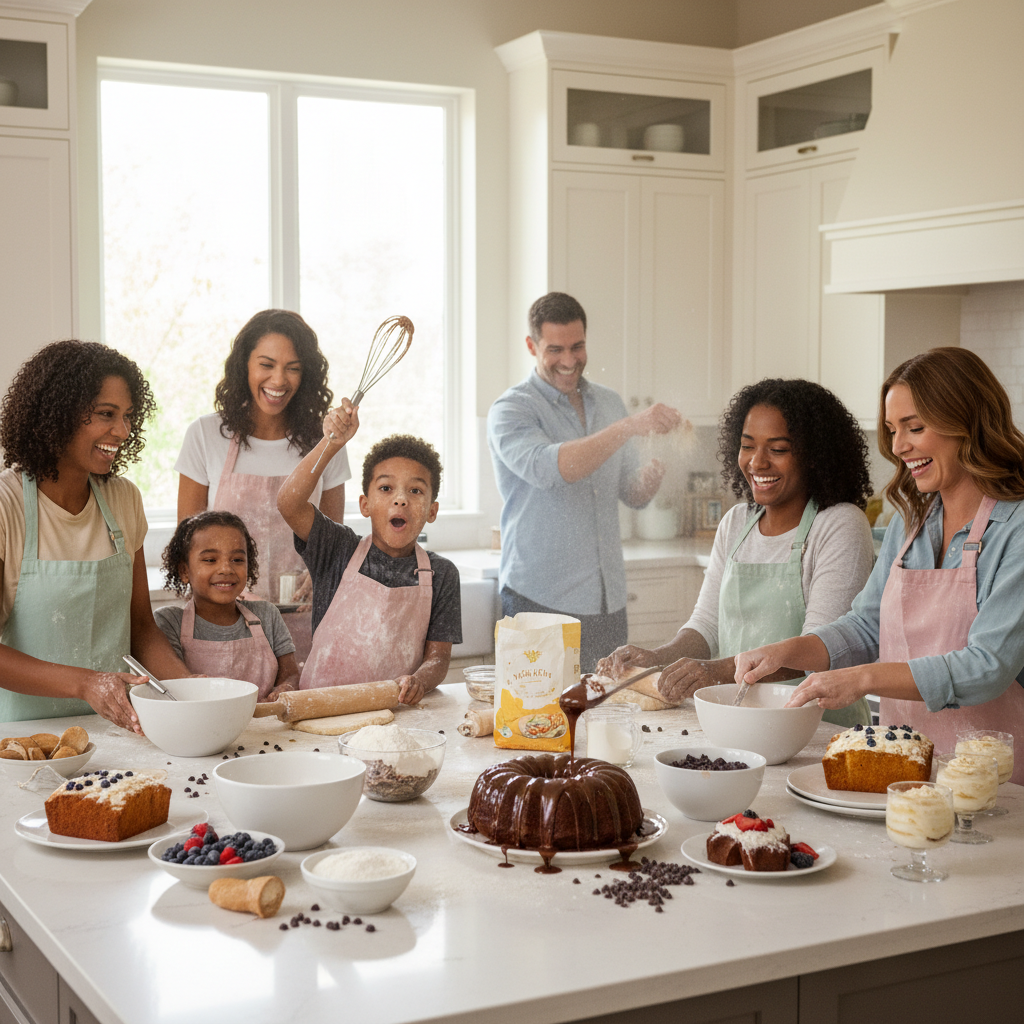 Step-by-step visual guide showcasing the baking process of a moist chocolate bundt cake: greasing the pan, mixing ingredients, pouring batter, baking in the oven, cooling, and drizzling with ganache, with emphasis on texture and moistness.