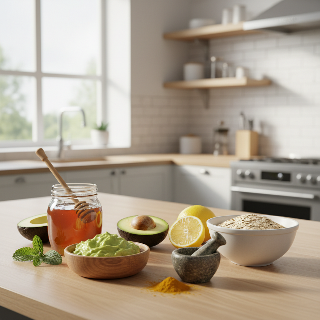 A vibrant photo showing the ingredients and preparation of a brightening yogurt turmeric mask, highlighting the golden turmeric powder and creamy yogurt.