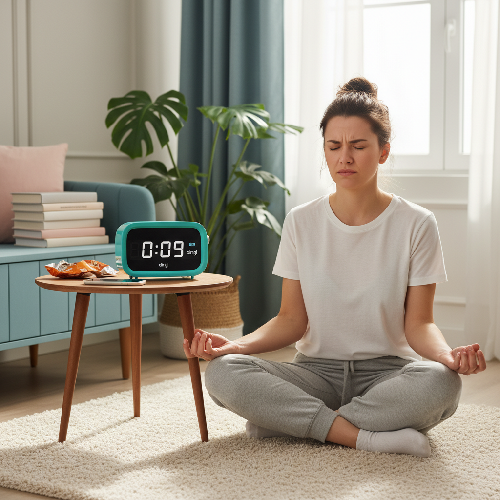 An abstract visualization of a calm and focused mind, showing reduction of stress and anxiety with peaceful, soothing colors and symbols representing mental clarity and emotional balance.