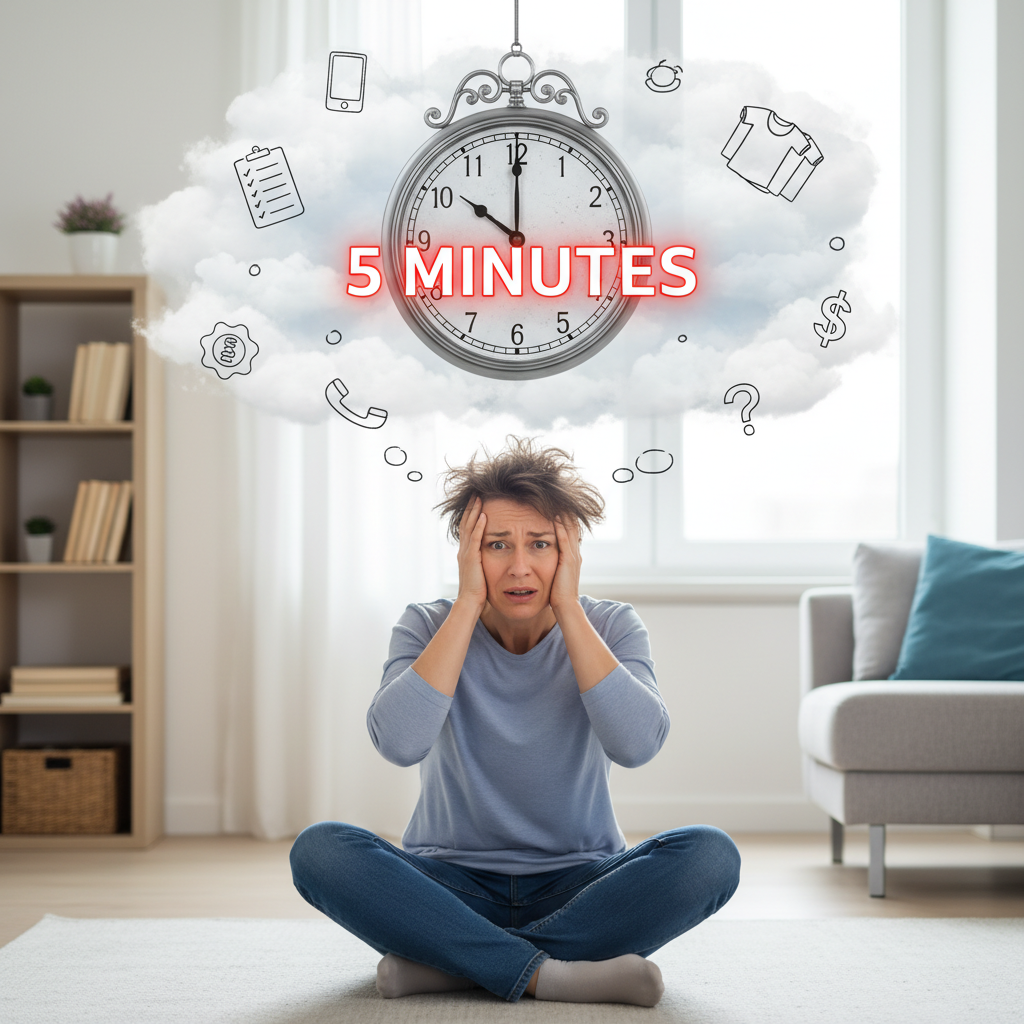 A peaceful, zen-like person emerging refreshed from meditation, sharing calm vibes with their environment, including a playful cat looking intrigued.