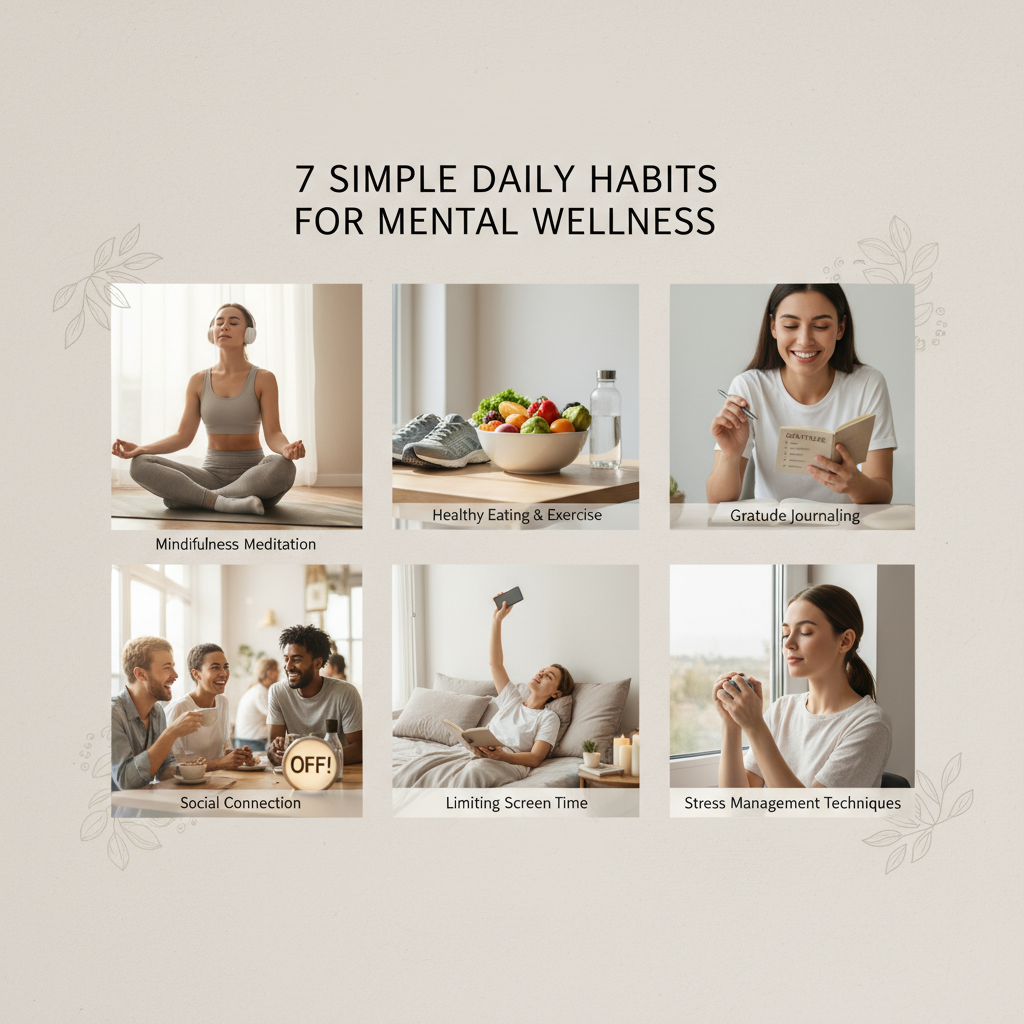 Portrait-style image of a calm, relaxed individual practicing mindfulness or gratitude in a peaceful home setting, representing personal experience with mental wellness habits.