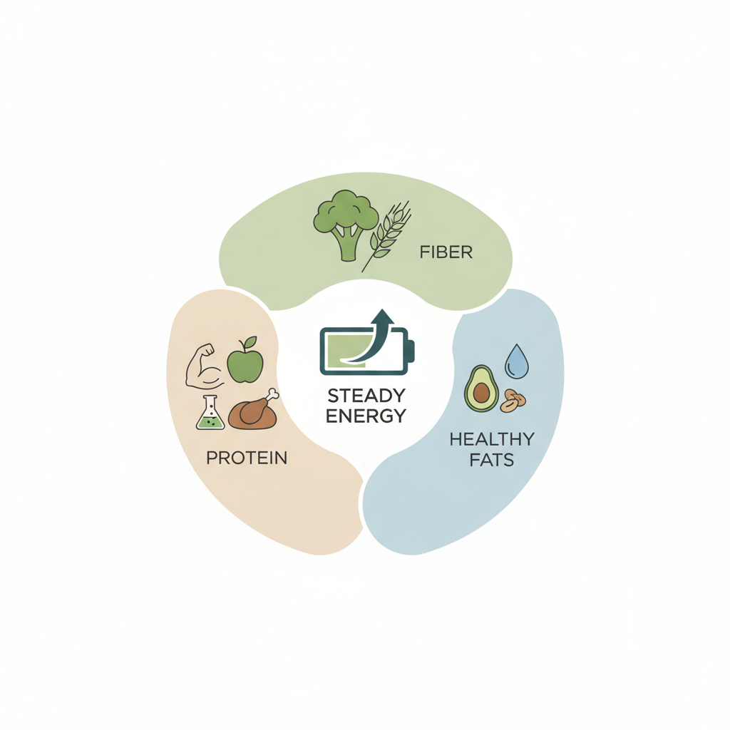 A vibrant image showcasing a variety of quick balanced snack ideas arranged on a table, including apple slices with peanut butter, Greek yogurt with berries and chia seeds, hummus with vegetable sticks, cheese with whole grain crackers and grapes, and a trail mix bowl.