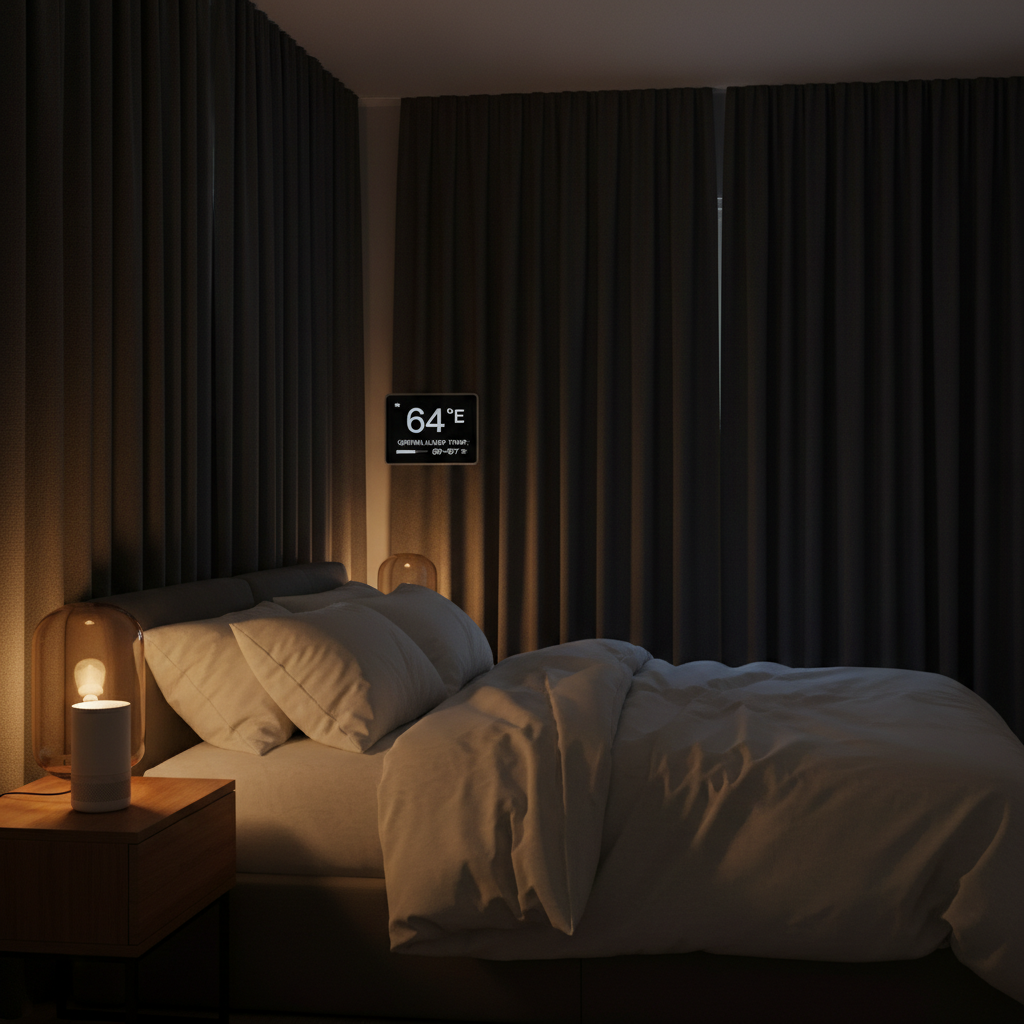 Warm amber bedside lamp casting soft light ideal for sleep