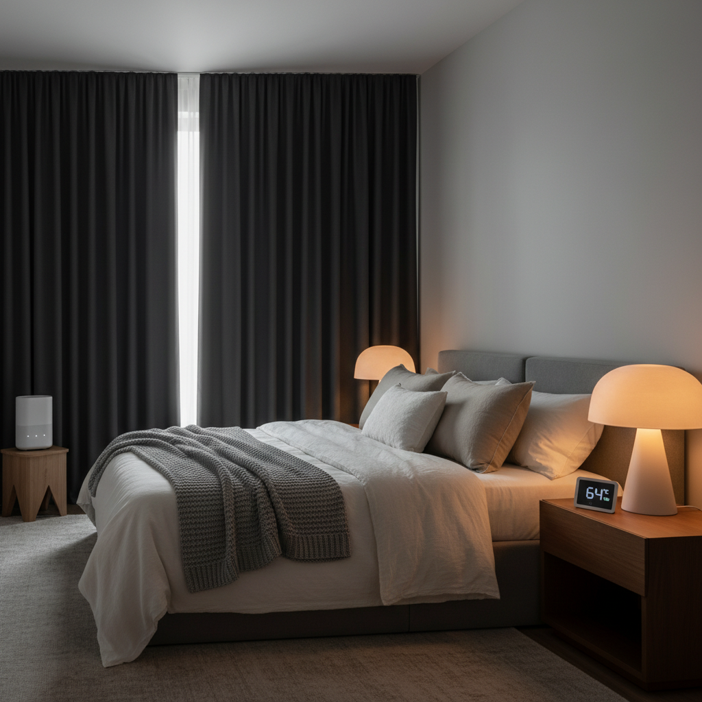 Thermostat display showing optimal sleep temperature setting between 60-67°F