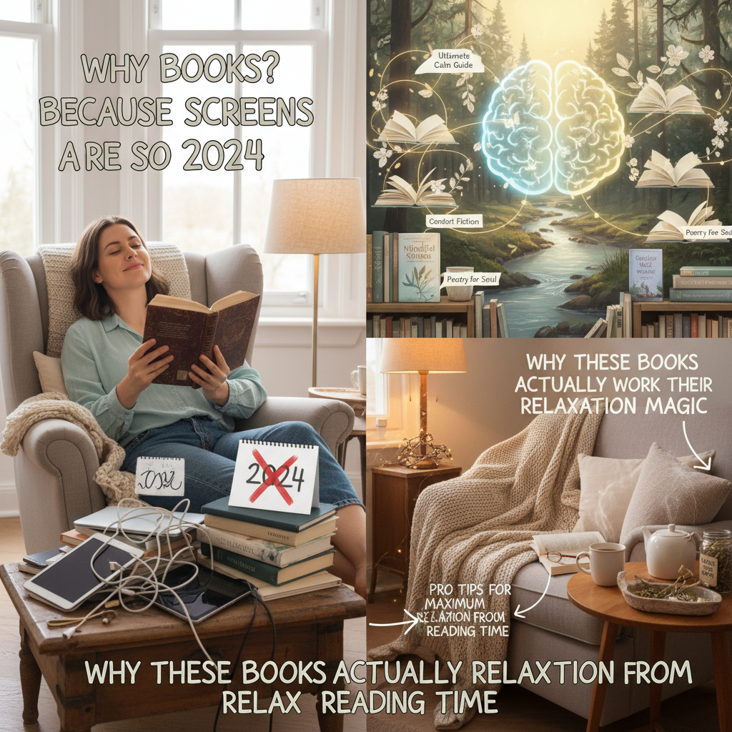An abstract peaceful image symbolizing the relaxation effects of these books: a calm brain, gentle storytelling, and connection to nature, illustrating 'Why These Books Actually Work Their Relaxation Magic'.