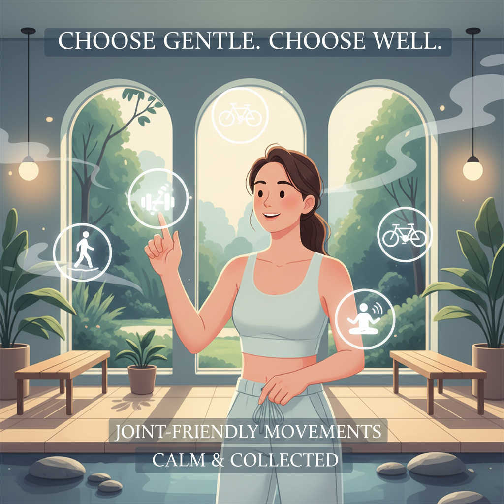 An inviting, motivating infographic with tips for success such as listening to your body, staying consistent, using props, varying routines, and practicing mindfulness.