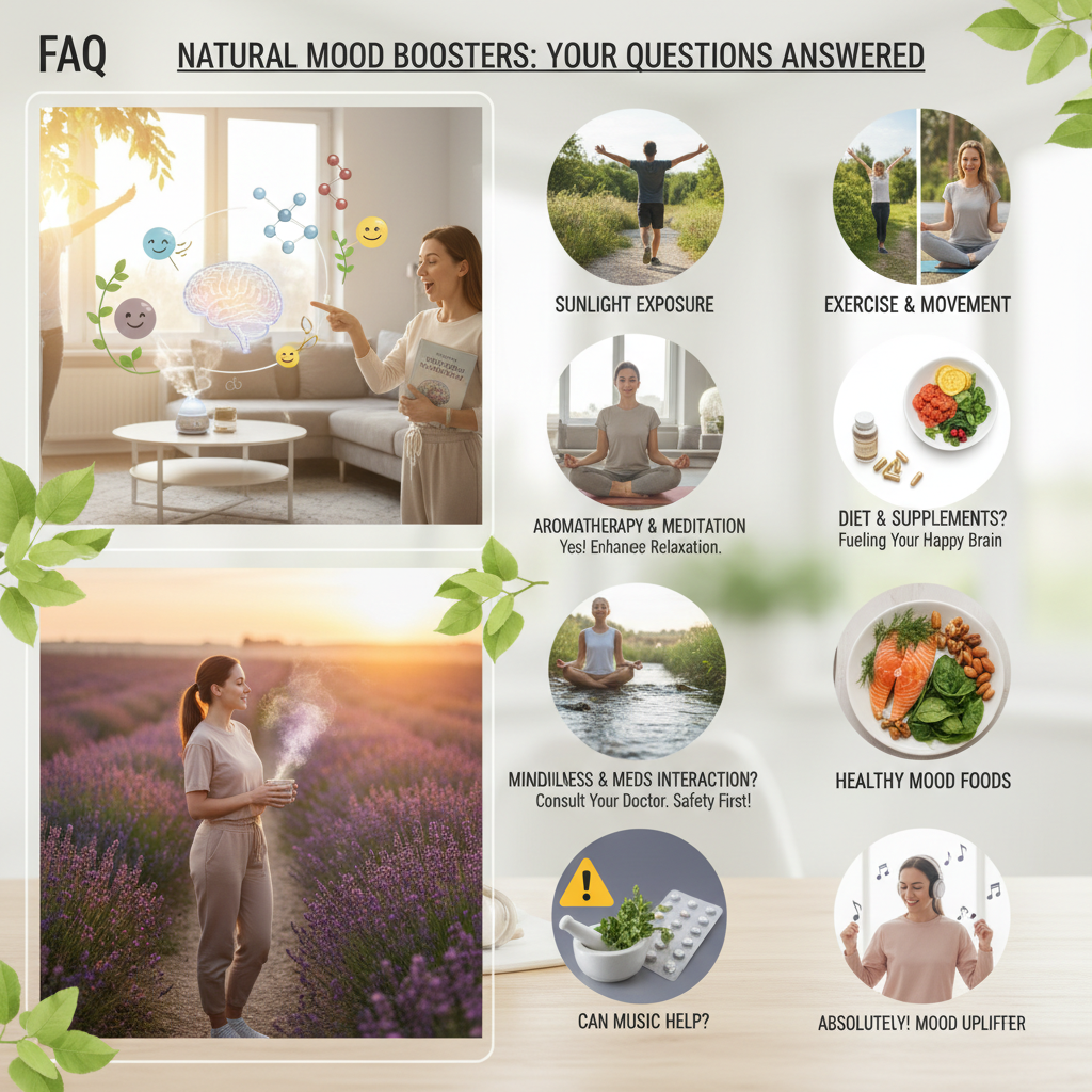 A peaceful personal scene showing someone enjoying a lavender aromatherapy session combined with a relaxing evening walk in nature, representing the author's personal tried and true mood enhancement methods.