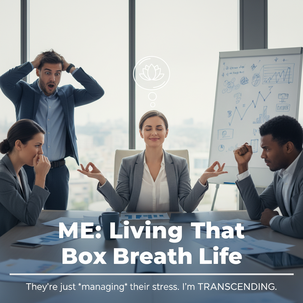 Visual diagram showing the four main breathing techniques: Box Breathing (4-4-4-4), 4-7-8 Breathing, Diaphragmatic Belly Breathing, and Extended Exhale Breathing, with step-by-step breath counts.