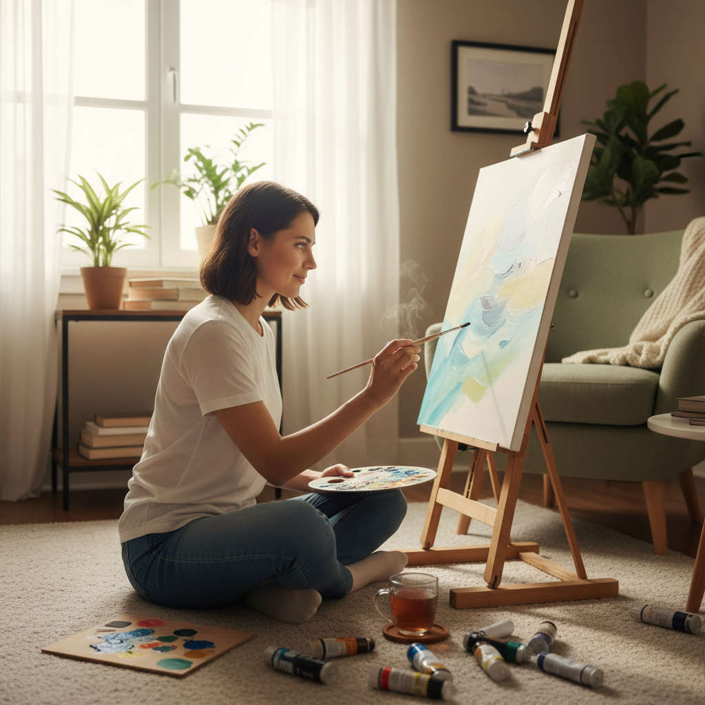 Traditional cultural creative activities: a serene setting showing Japanese ikebana flower arranging and colorful Mexican papel picado paper decorations, symbolizing creative self-care in cultural celebrations.