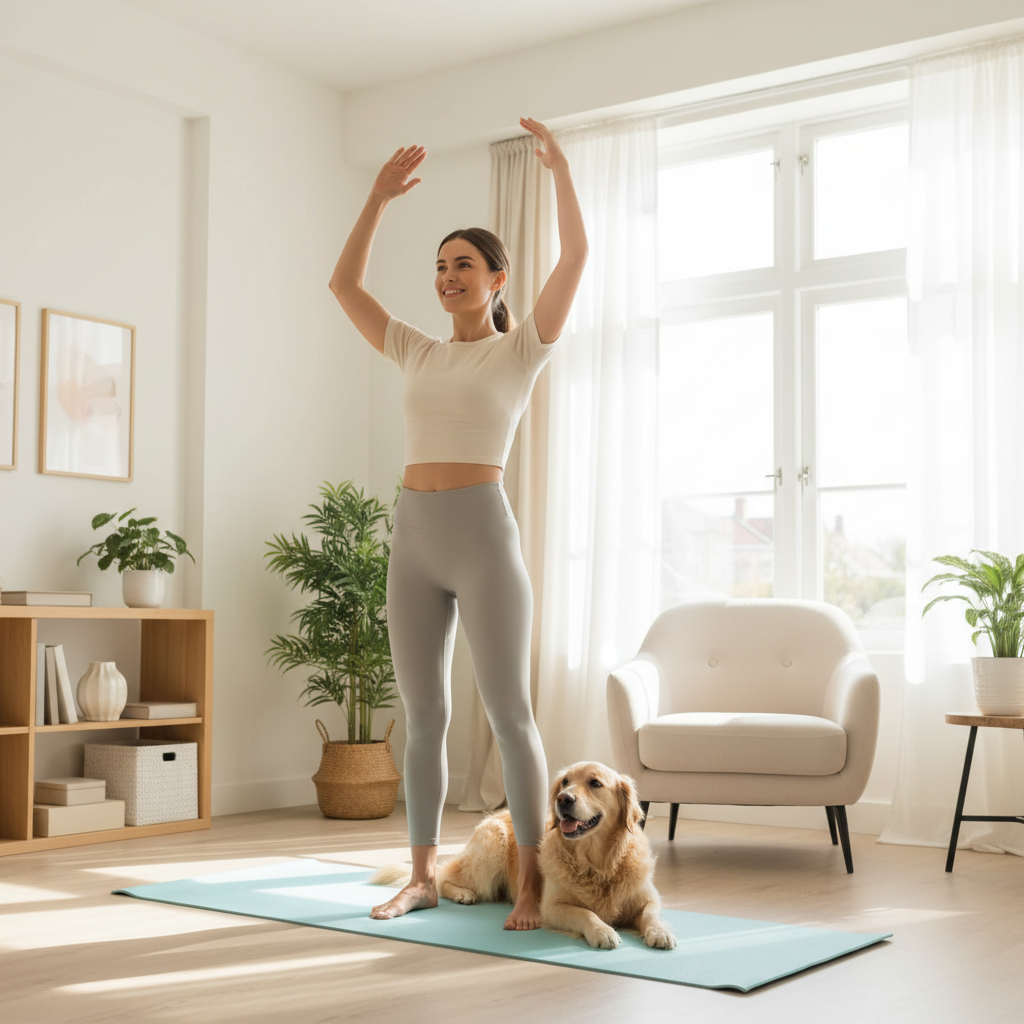 An infographic-style image showing the science behind exercise and mental health benefits: brain with highlighted areas for serotonin, dopamine, endorphins; symbols representing reduced inflammation, better sleep, and social connection.