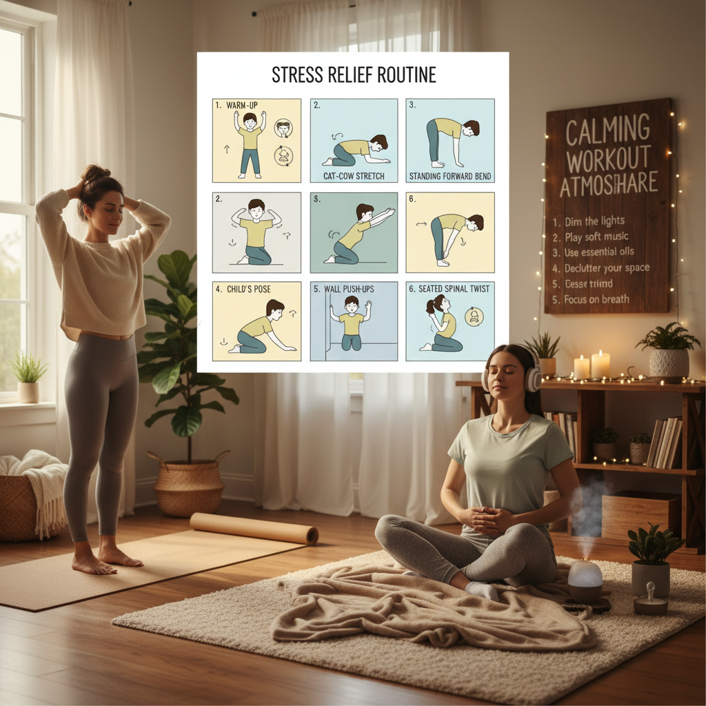 A serene scene focusing on breathing exercises with a person sitting or lying comfortably with eyes closed, practicing deep breathing in a peaceful environment.